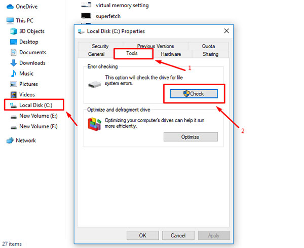 how to run check disk in window 10