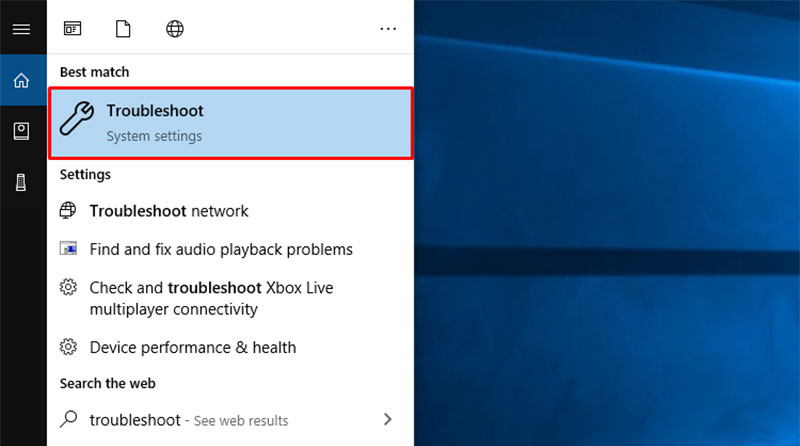search Troubleshooter option and solve taskbar unresponsive