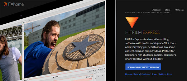 Hitfilm Express video editing and 3D modeling software 