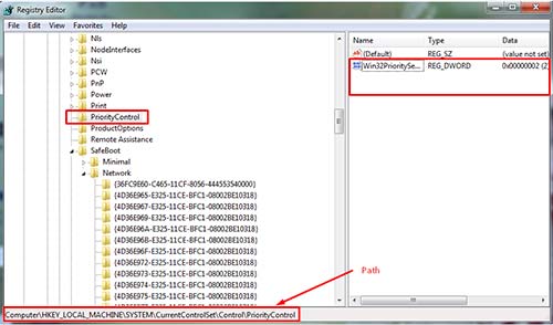 CPU priority using windows registry in Windows