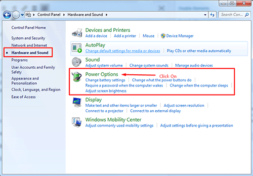 set power option to solve Video TDR Failure Issue in Windows PC