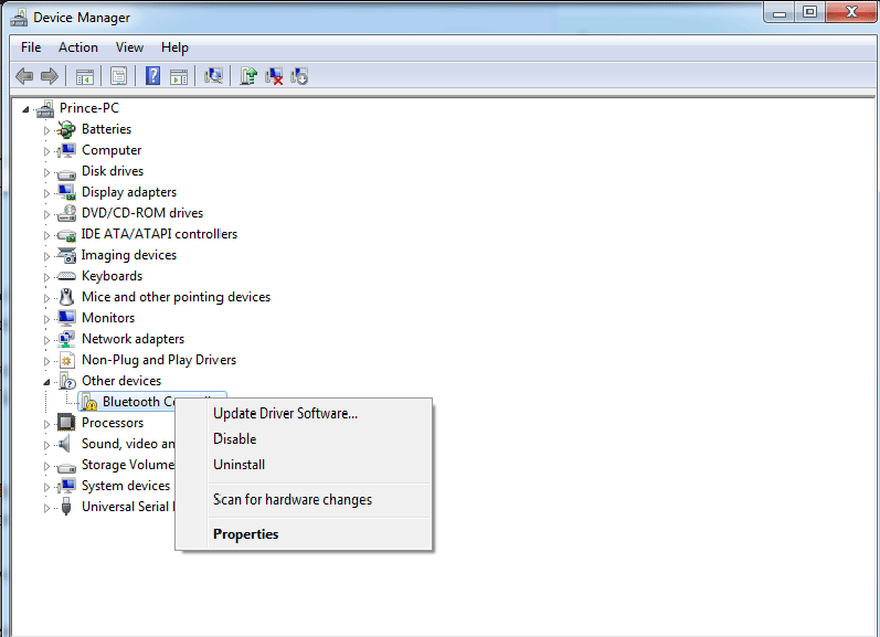 generic bluetooth adapter failed