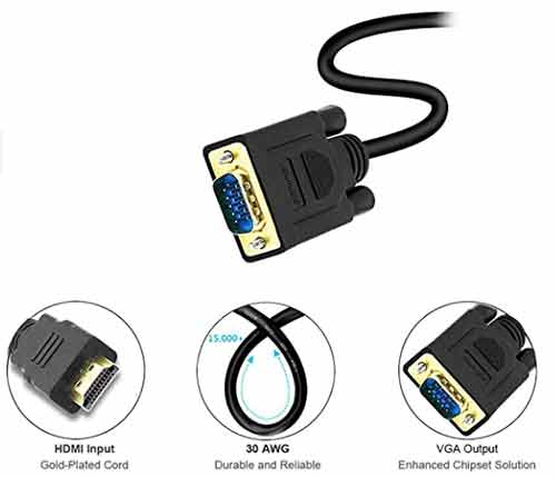 Benfei Gold-Plated HDMI to VGA 6 Feet Cable