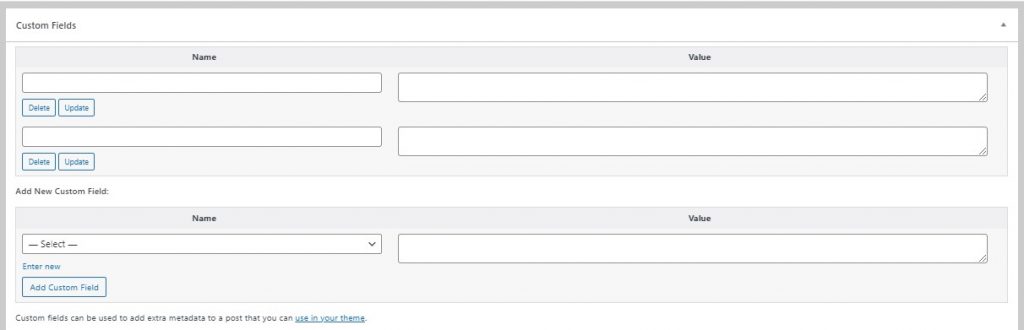 Custom fields editor