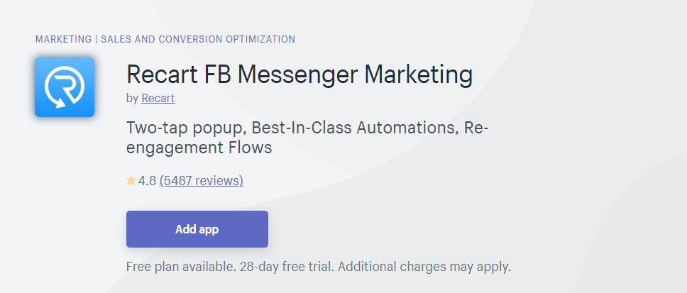 Recart FB Messenger Marketing