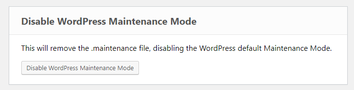 ERS Disable WordPress Maintenance Mode tool