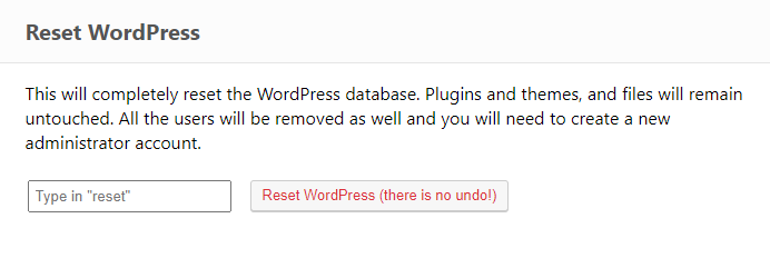 ERS Reset WordPress tool