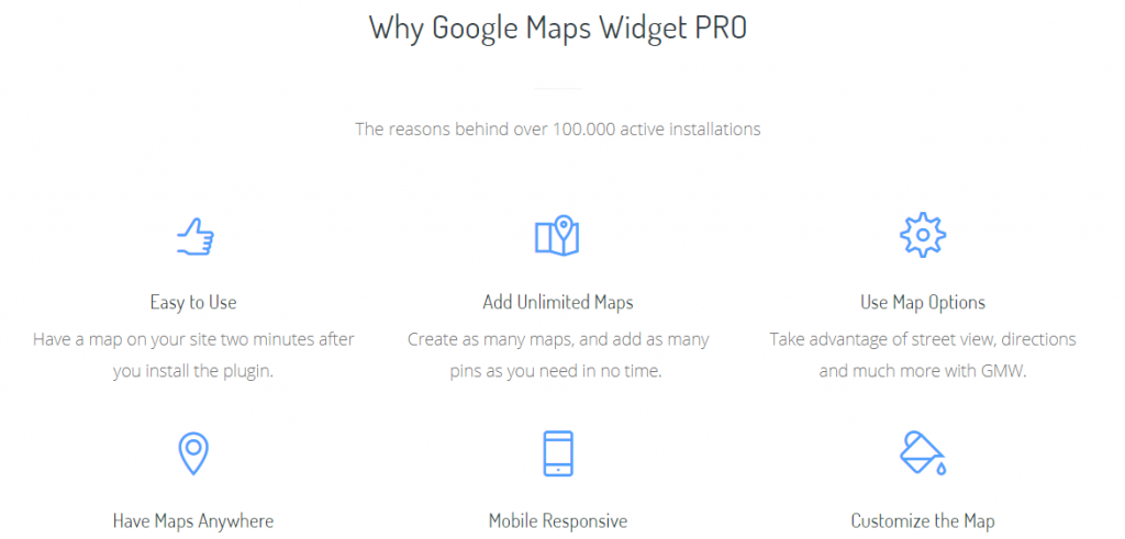 Google Maps Widget PRO features