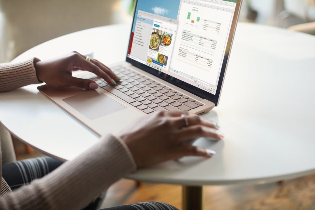 Woman working on laptop