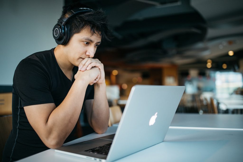 Man looking at screen