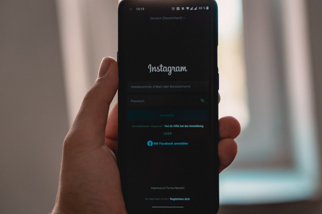 Instagram login screen