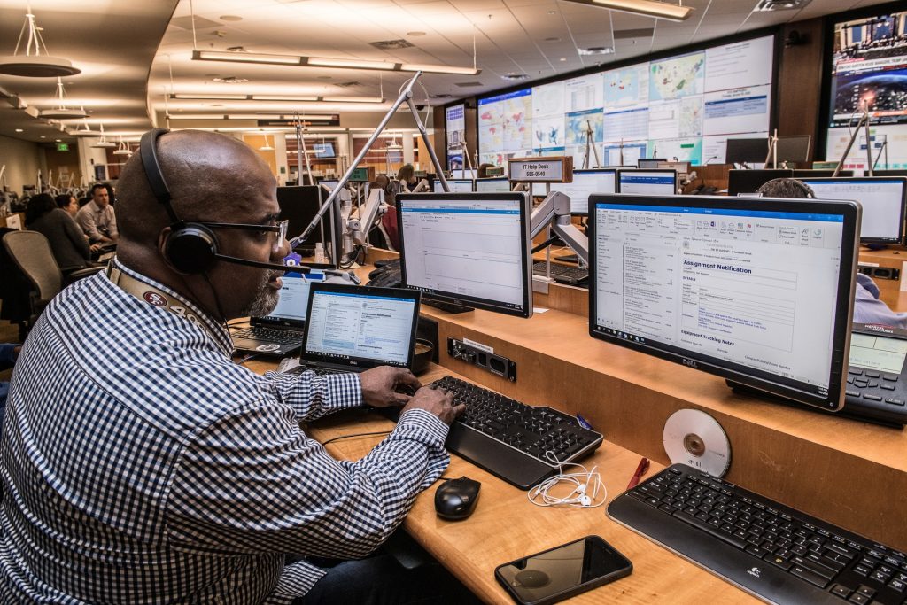 Man with two monitors