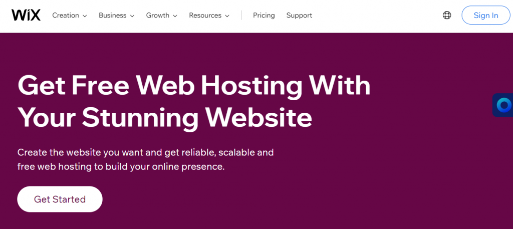 Wix Free Hosting