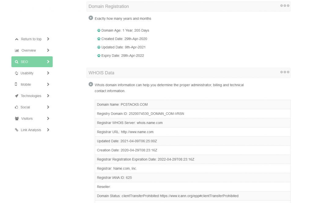 Domain and WHOIS data